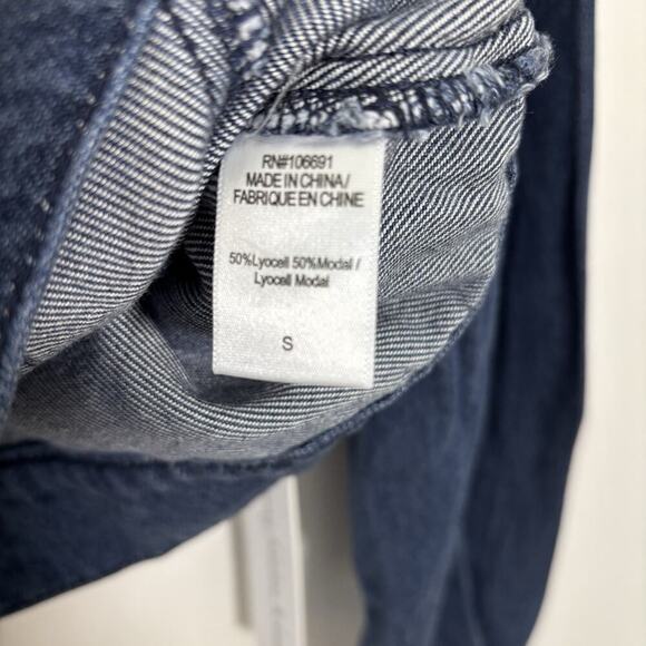 Young Fabulous & Broke Dayla Collarless Denim Jacket Small Button Up Cropped NWT - Picture 5 of 9